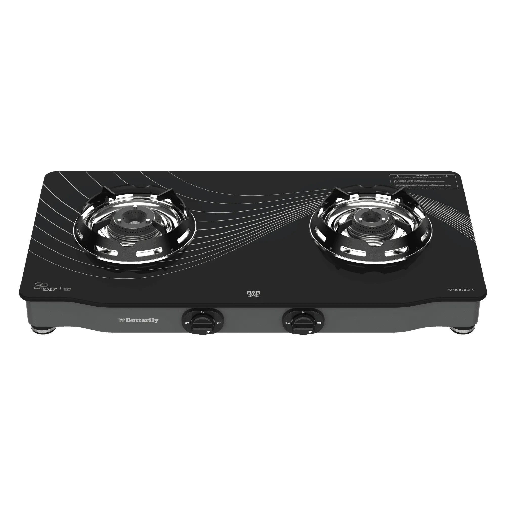 Butterfly renz 2 burner gas stove black Front View