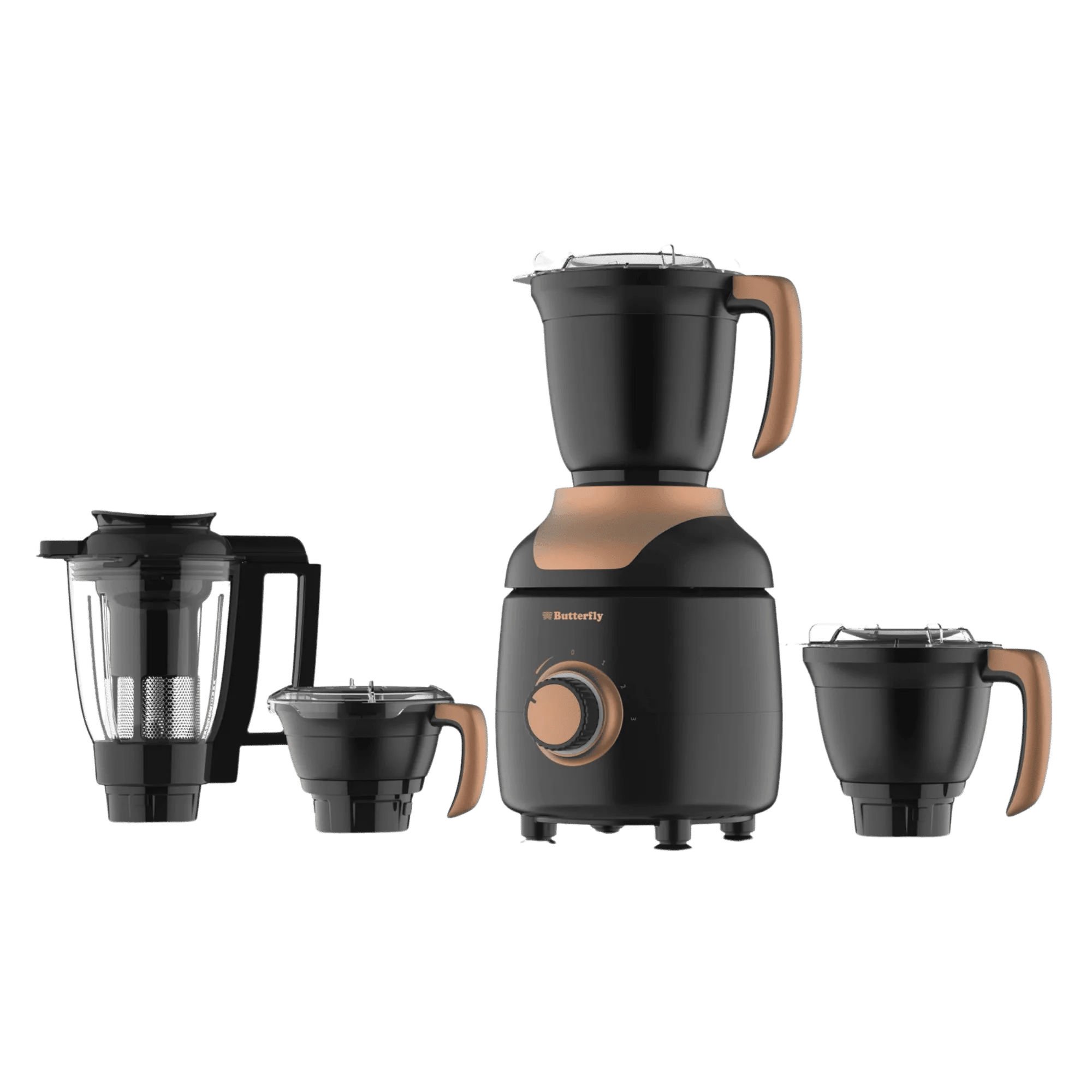 Butterfly ziera black 1000w mixer grinder 4 jars matte black Full View