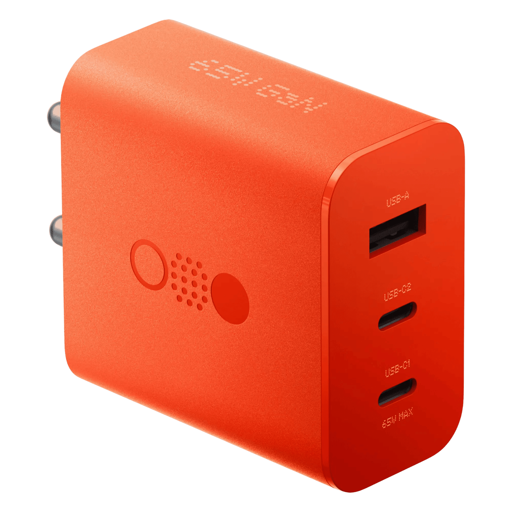 Cmf by nothing 65w gan 3 port power adapter orange Front Back View