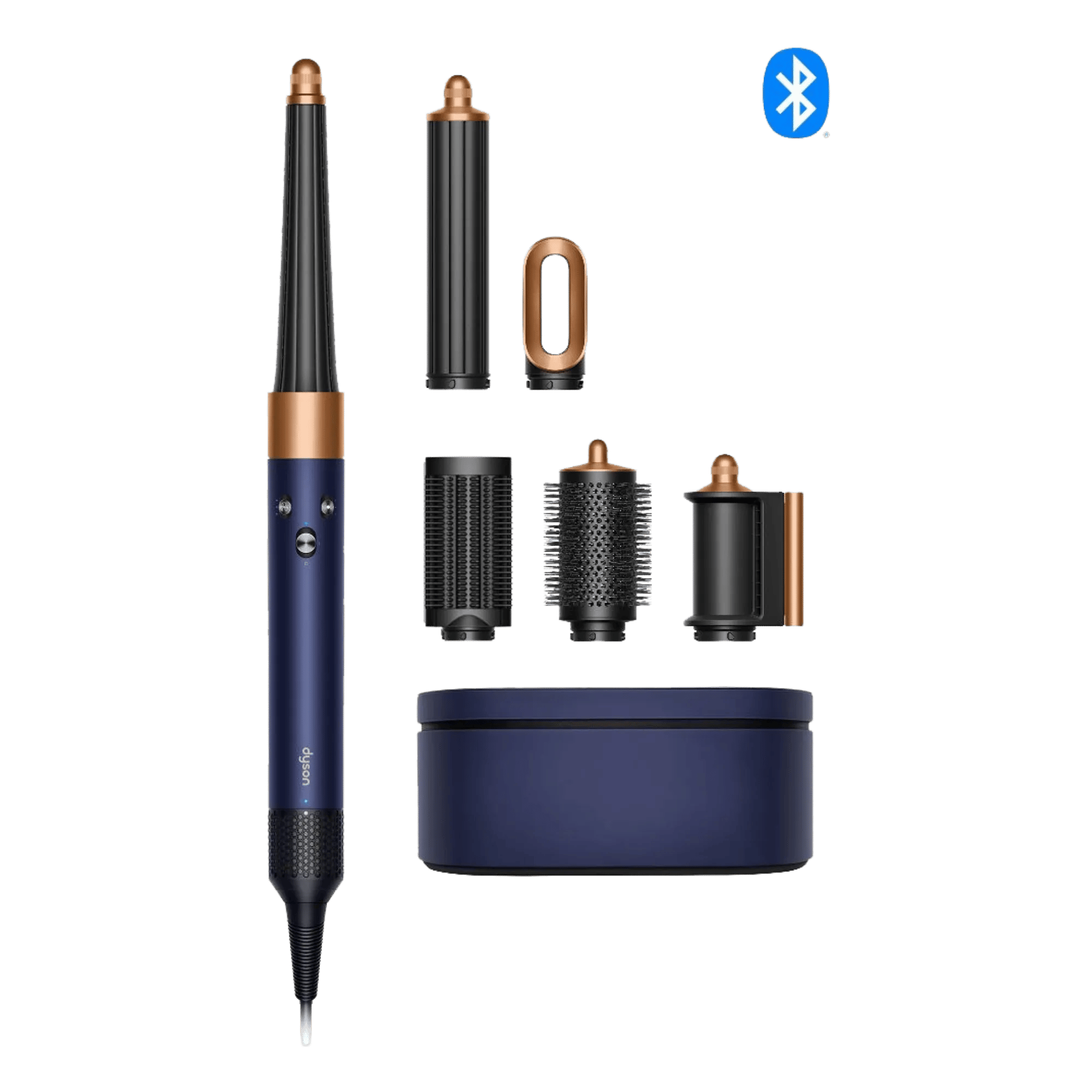 Dyson airwrap id hs08 hair straightener prussian blue copper Front View