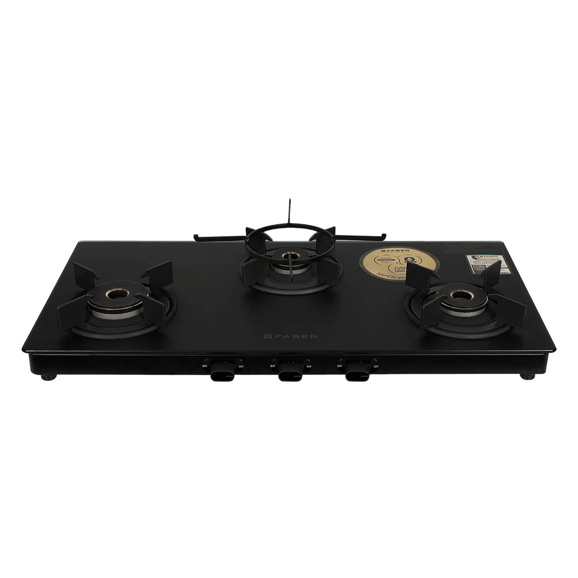 Faber nebula 3bb bk 3 burner gas stove black Front View