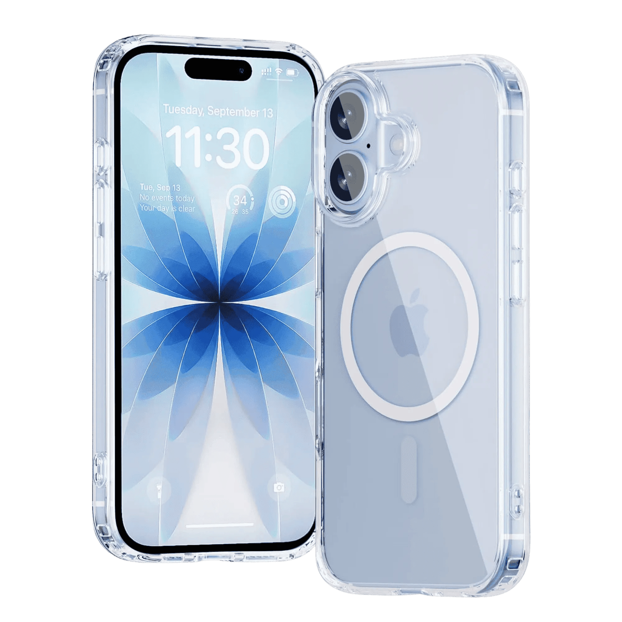 Flifit magsafe case for apple iphone 17 clear Front Back View