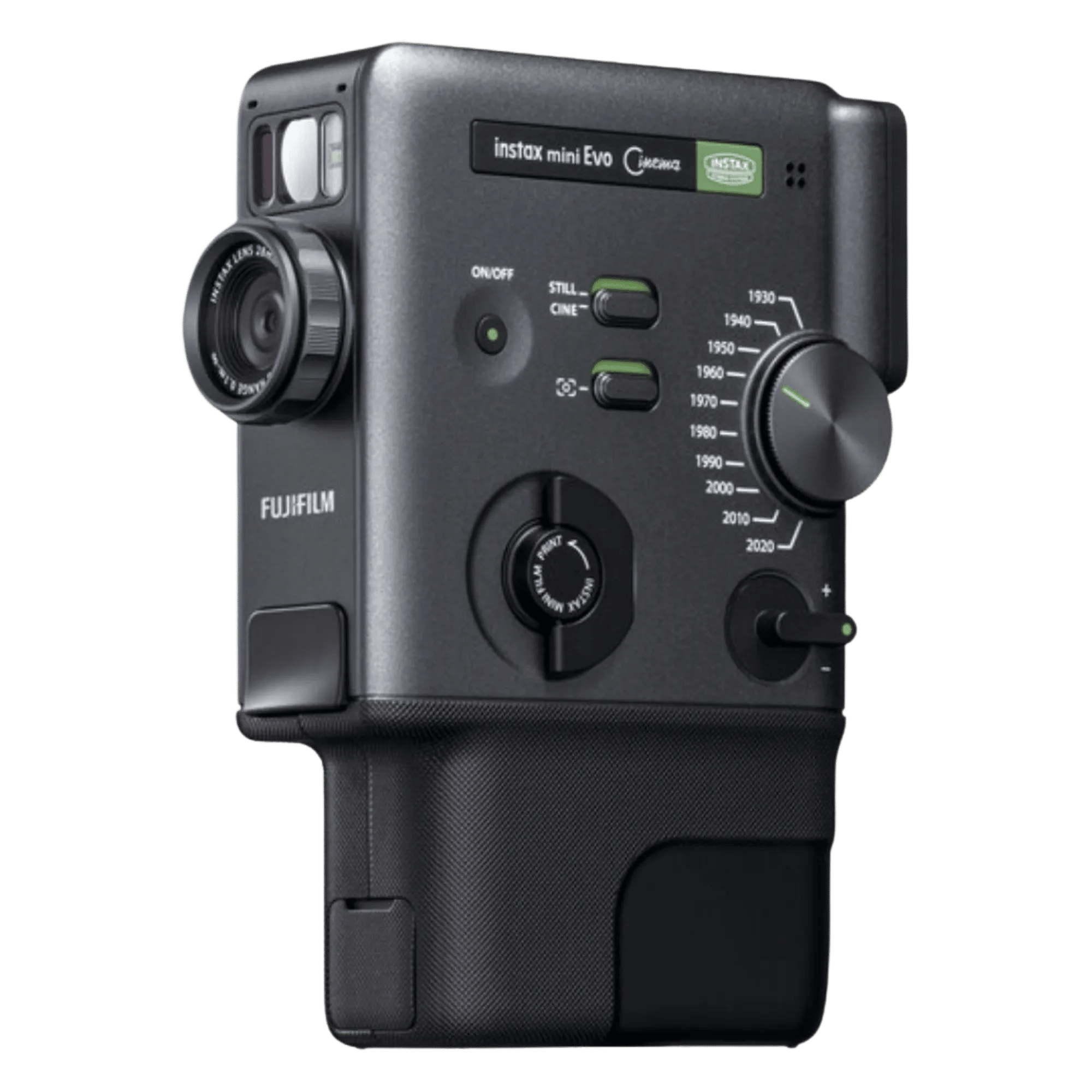 Fujifilm instax mini evo cinema hybrid premium edition instant camera black Front Left View