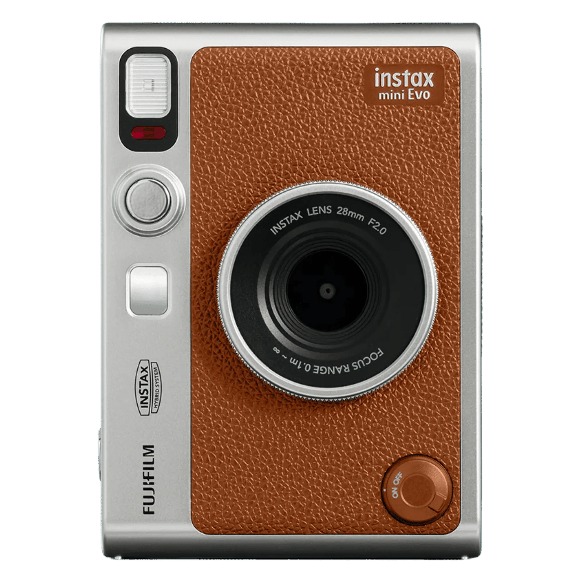Fujifilm instax mini evo premium edition instant camera brown Front View