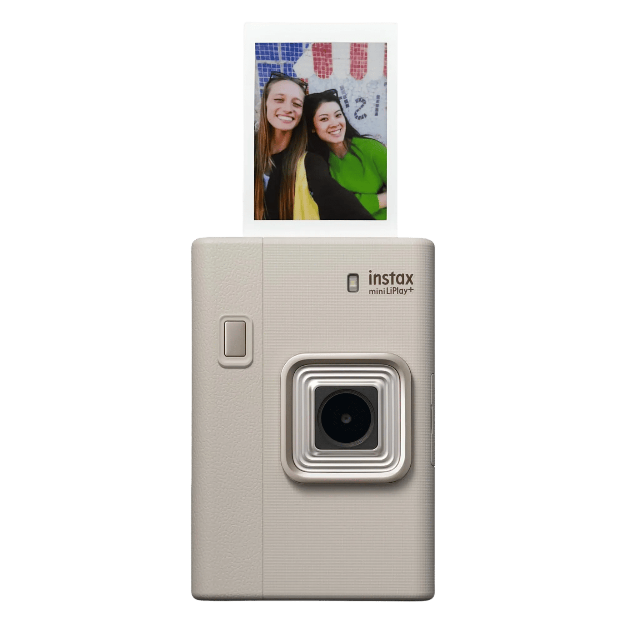 Fujifilm instax mini liplay plus instant camera sand beige Front View
