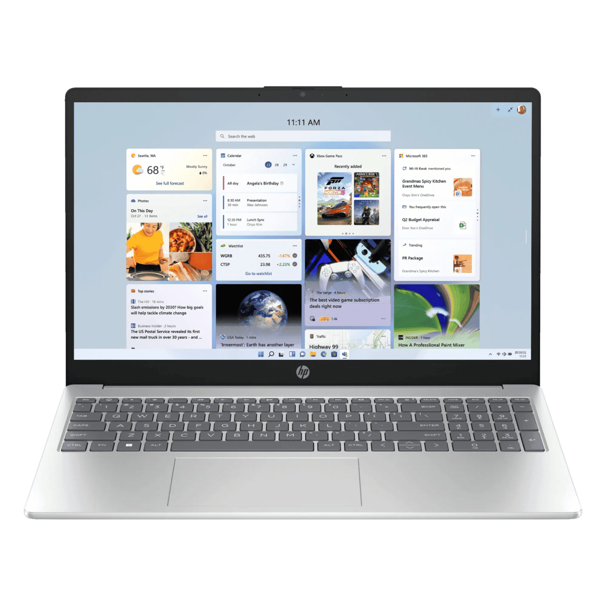 HP 15 amd ryzen r3 7320u windows 11 home laptop 15 fc0500au natural silver 8gb 512gb Front View