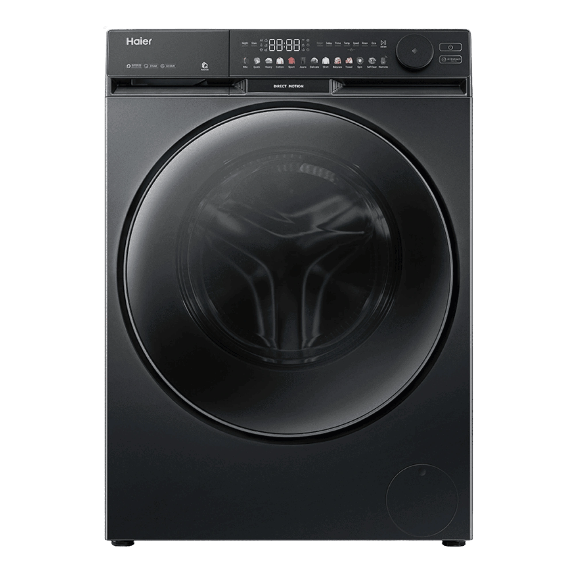 Haier 10 0Kg Fully Automatic Front Load Washing Machine HW100 DM14F9BKU1 Black front view