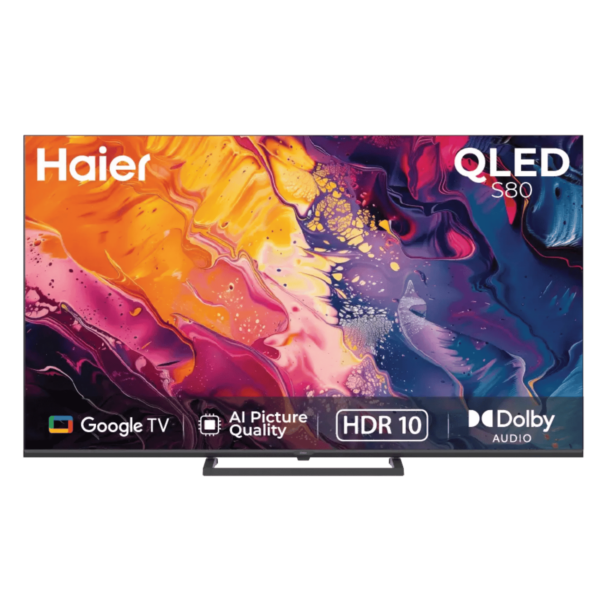 Haier 4k ultra hd qled smart google tv s80 h55s80gux 55 inch Front View