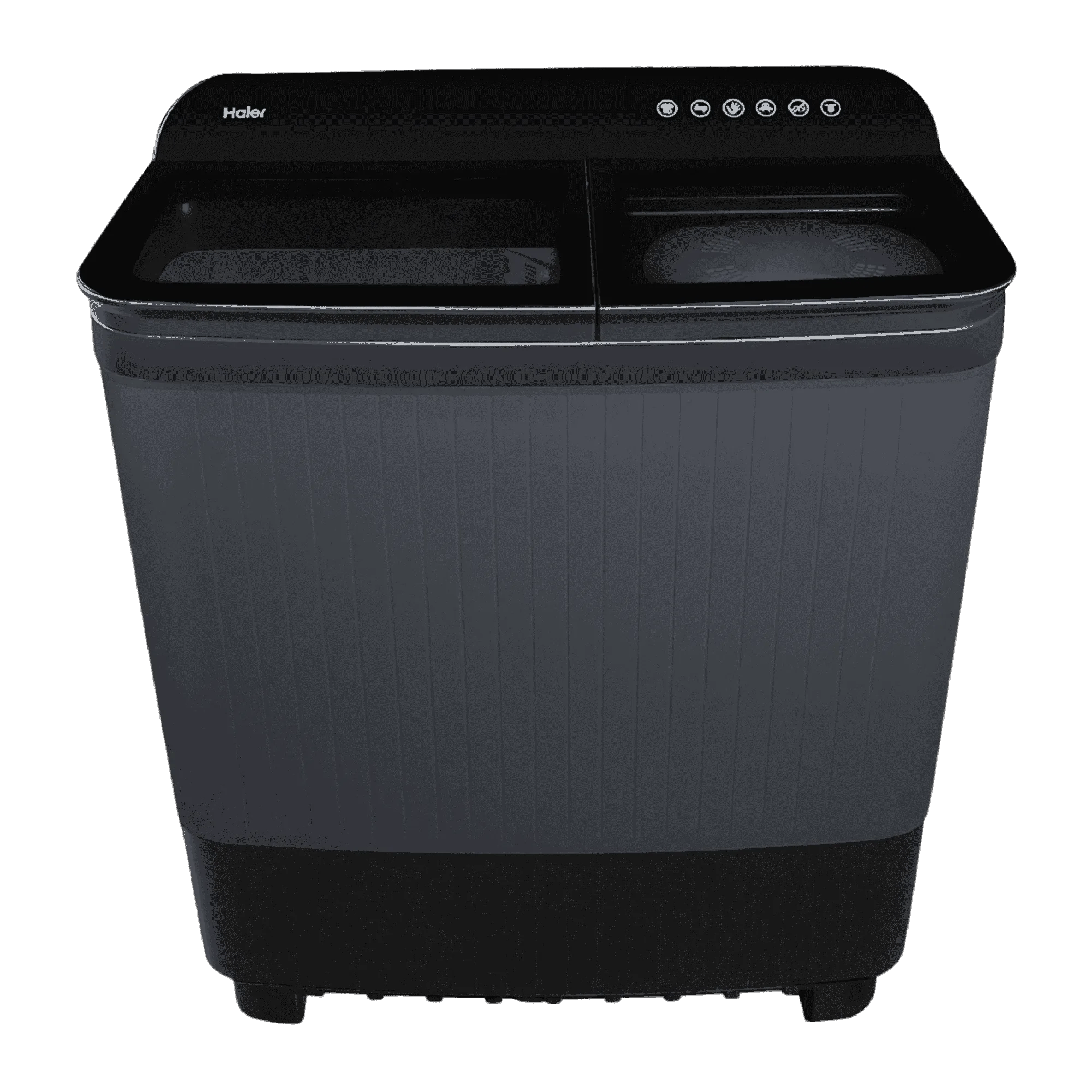 Haier 8 5kg semi automatic top load washing machine htw85 178bkn1 black Front View