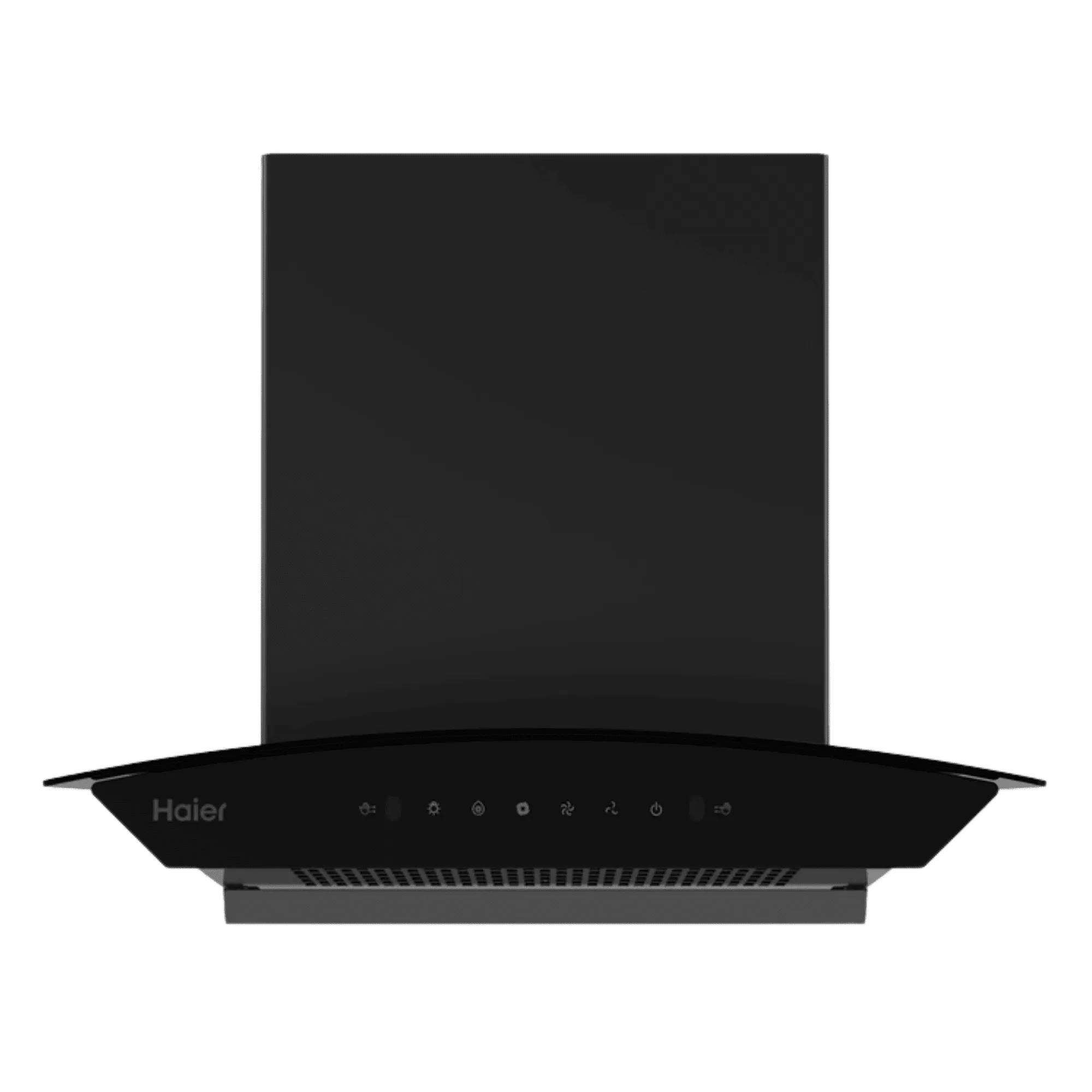 Haier glass shaped hood wall mounted chimney hih g1600 in black Front View