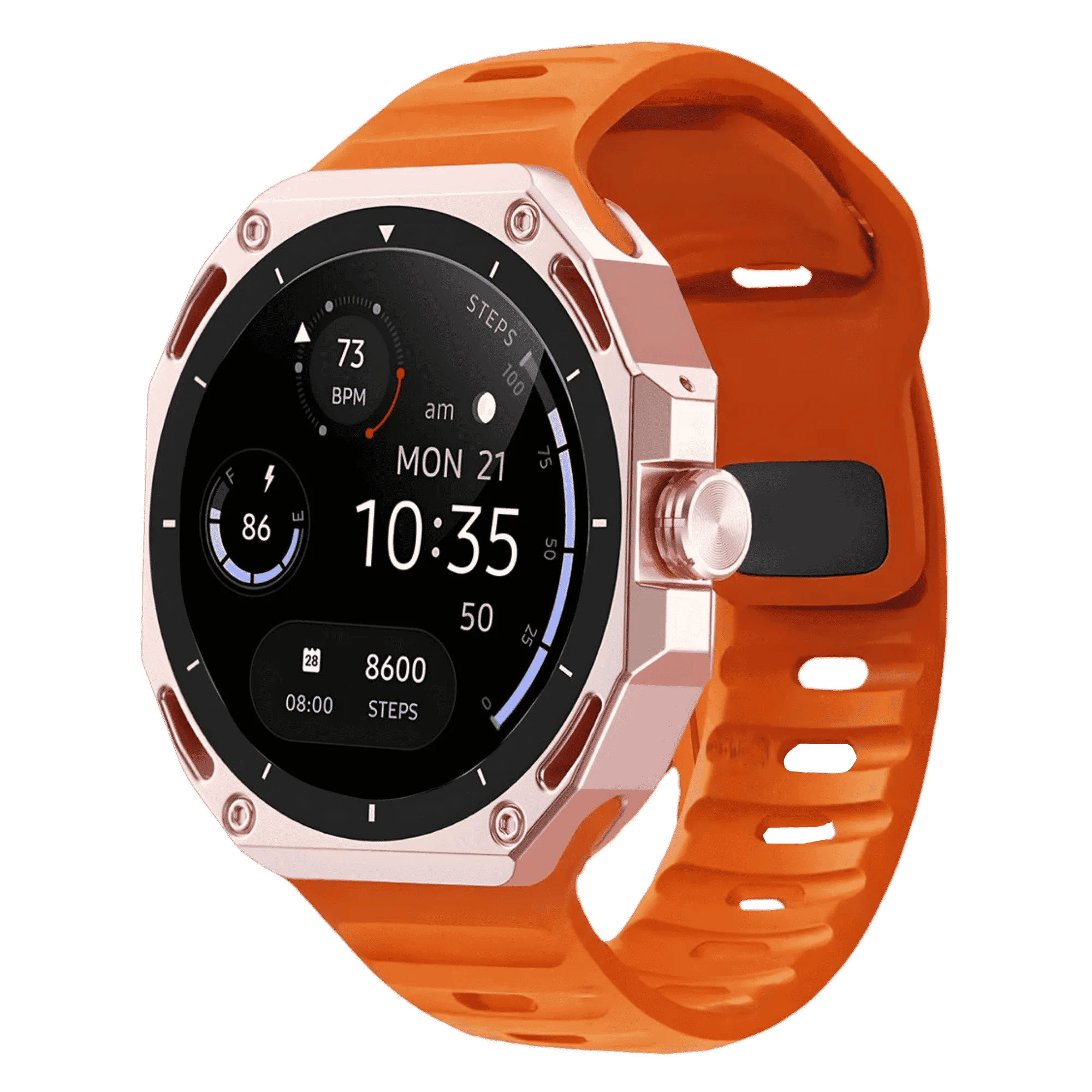 Hapipola twist smartwatch orange Front Right View