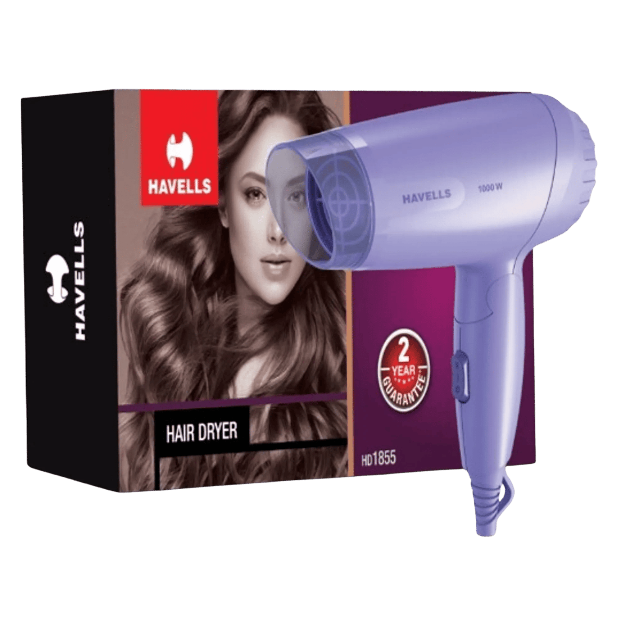 Havells hd1855 hair dryer 1000w purple Full View