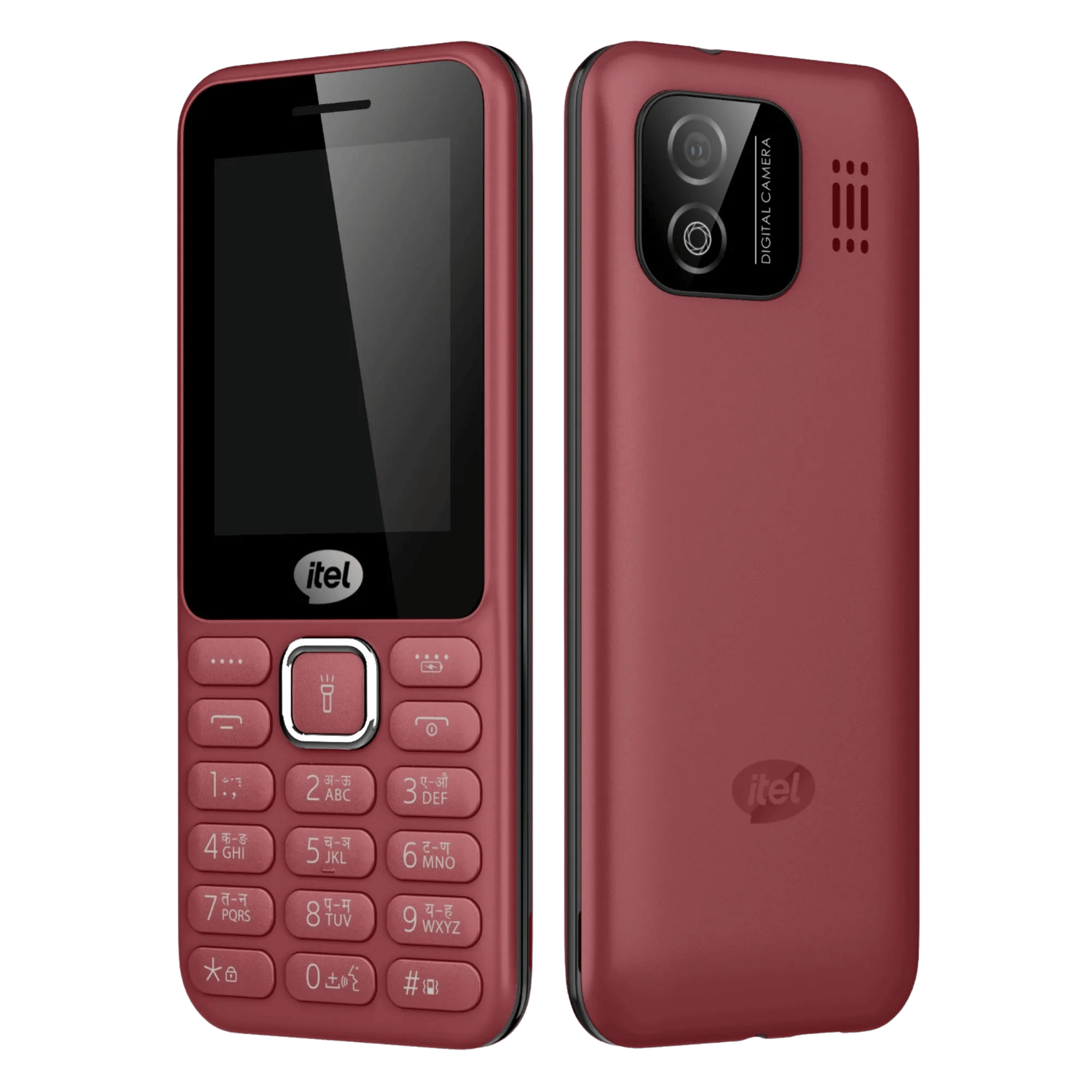 Itel 5027 slim ruby red Front Back View