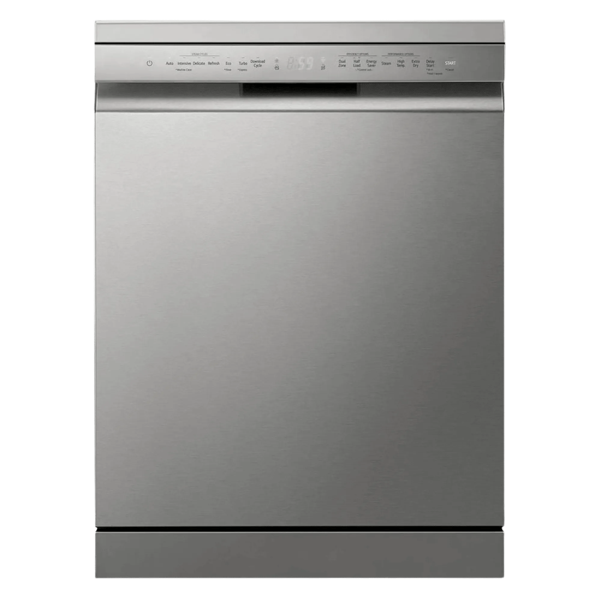 LG 15 place settings with quadwash inverter direct drive technology dishwasher dfb435fv prime silver Front View