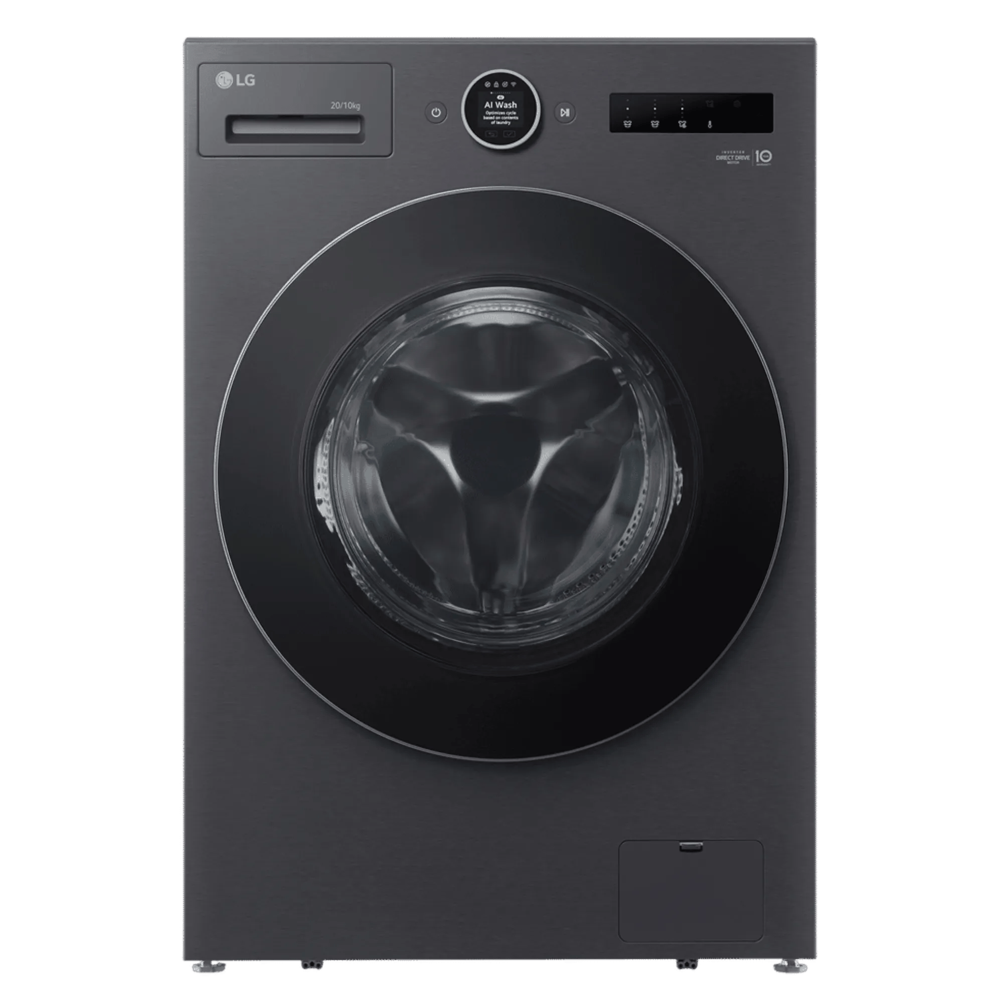 LG 20 0kg 10 0kg fully automatic front load washer dryer combo fdx92010a9k aebqeil essence black Front View