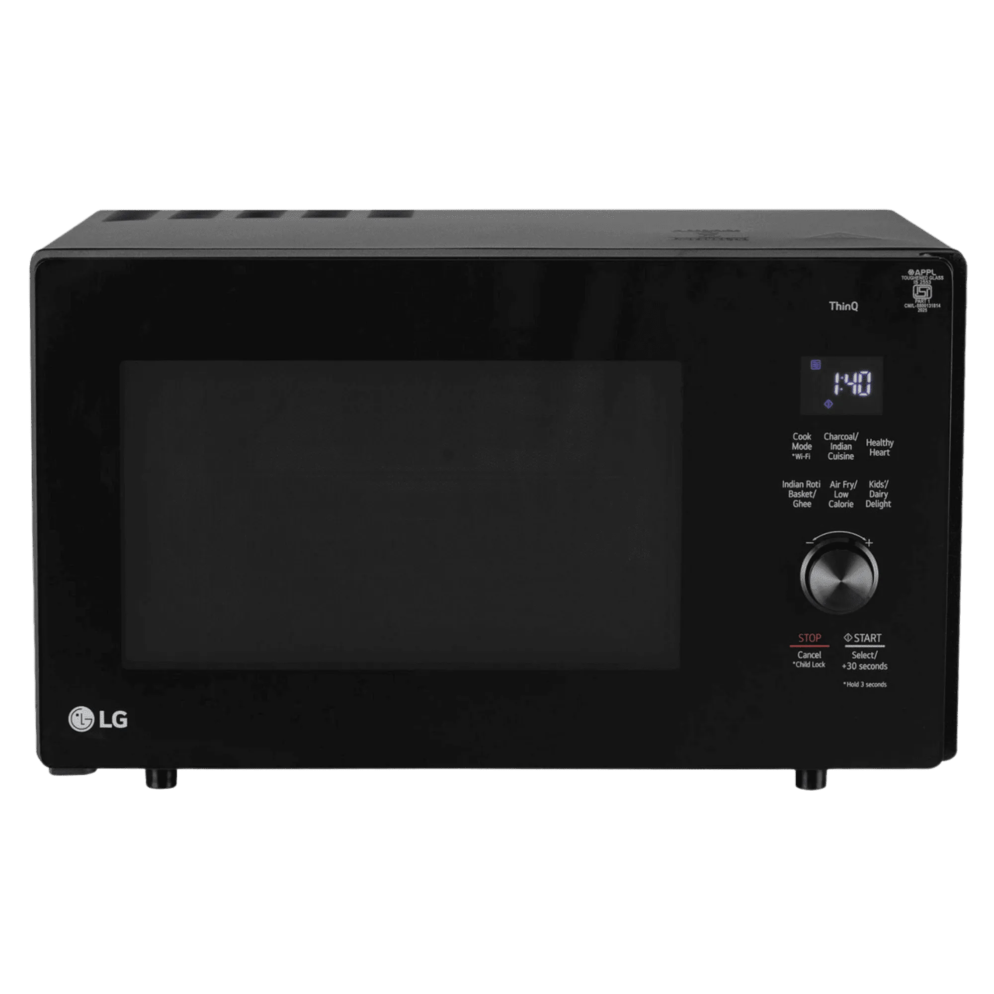 LG 28 l convection microwave oven mjen286ufwf dbkqiln black Front View
