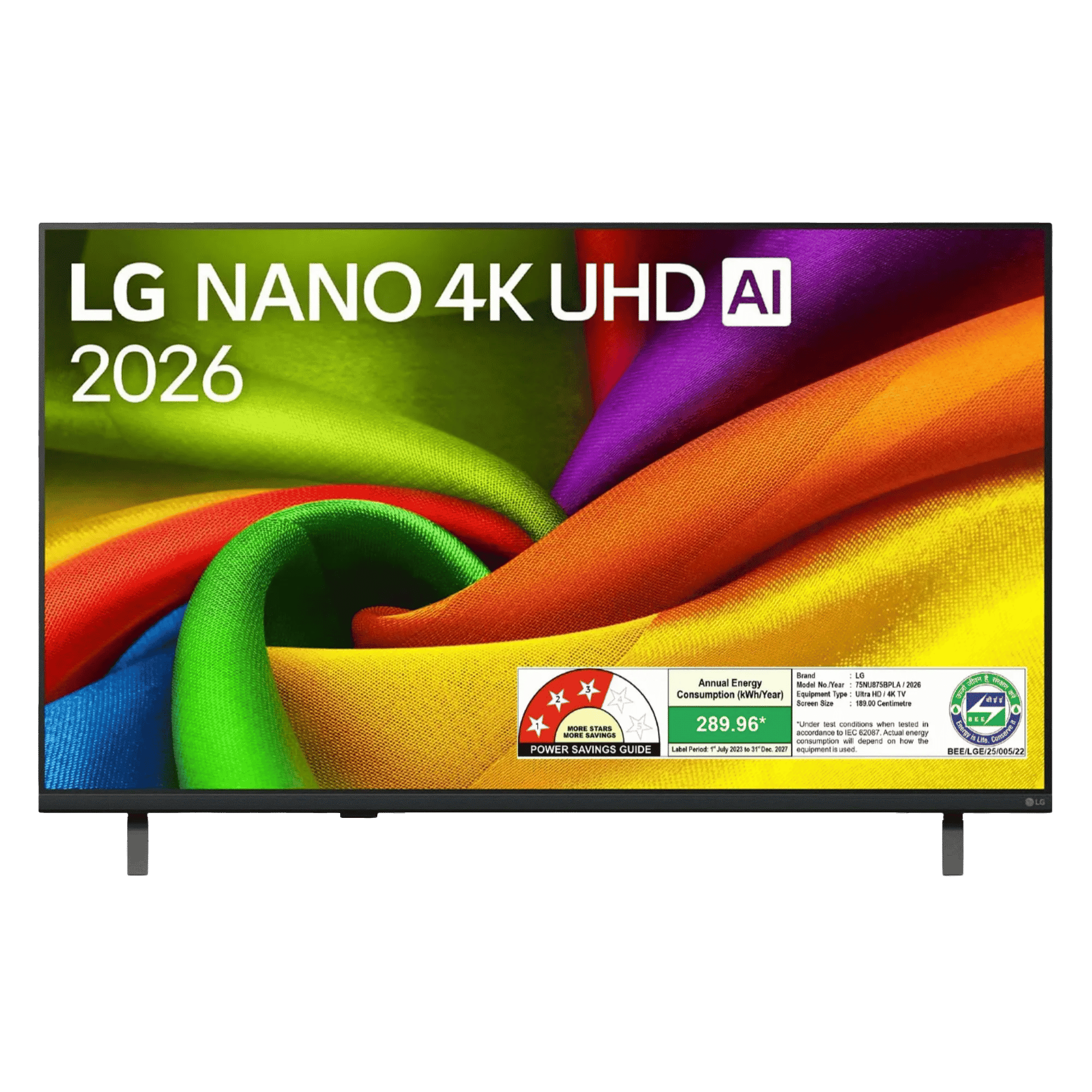 LG nano 4k ultra hd smart led tv 2026 nu875 75nu875bpla 75 inch Front View
