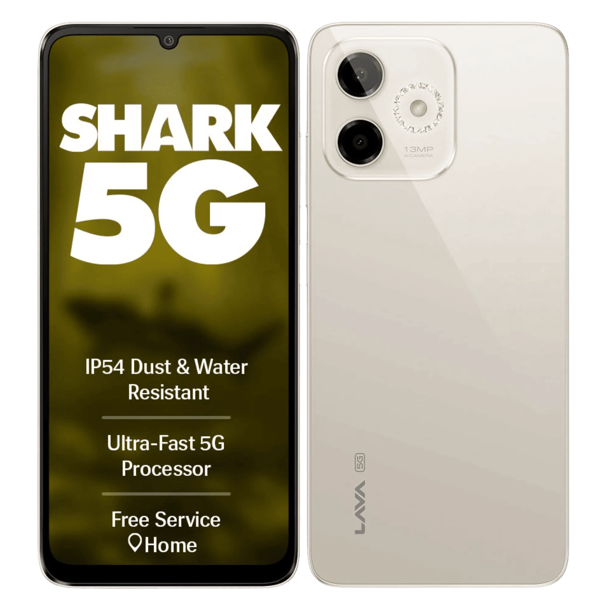 Lava shark 5g stellar gold 4gb 64gb Front Back View
