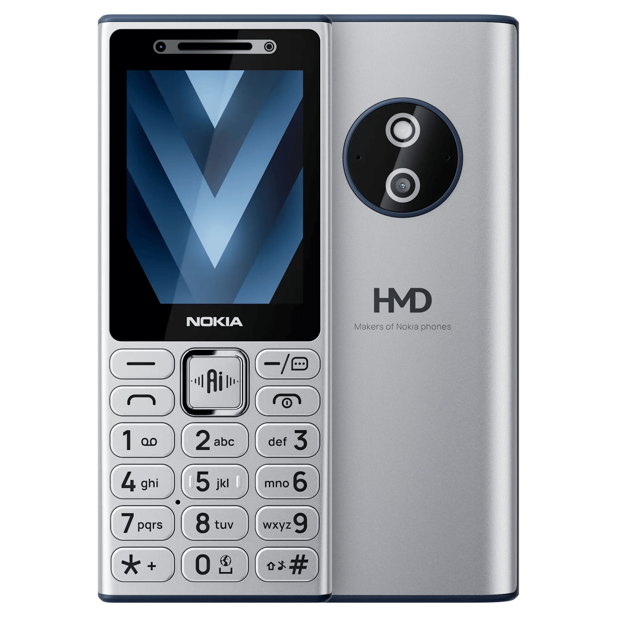 Nokia 210 4g silver Front Back View