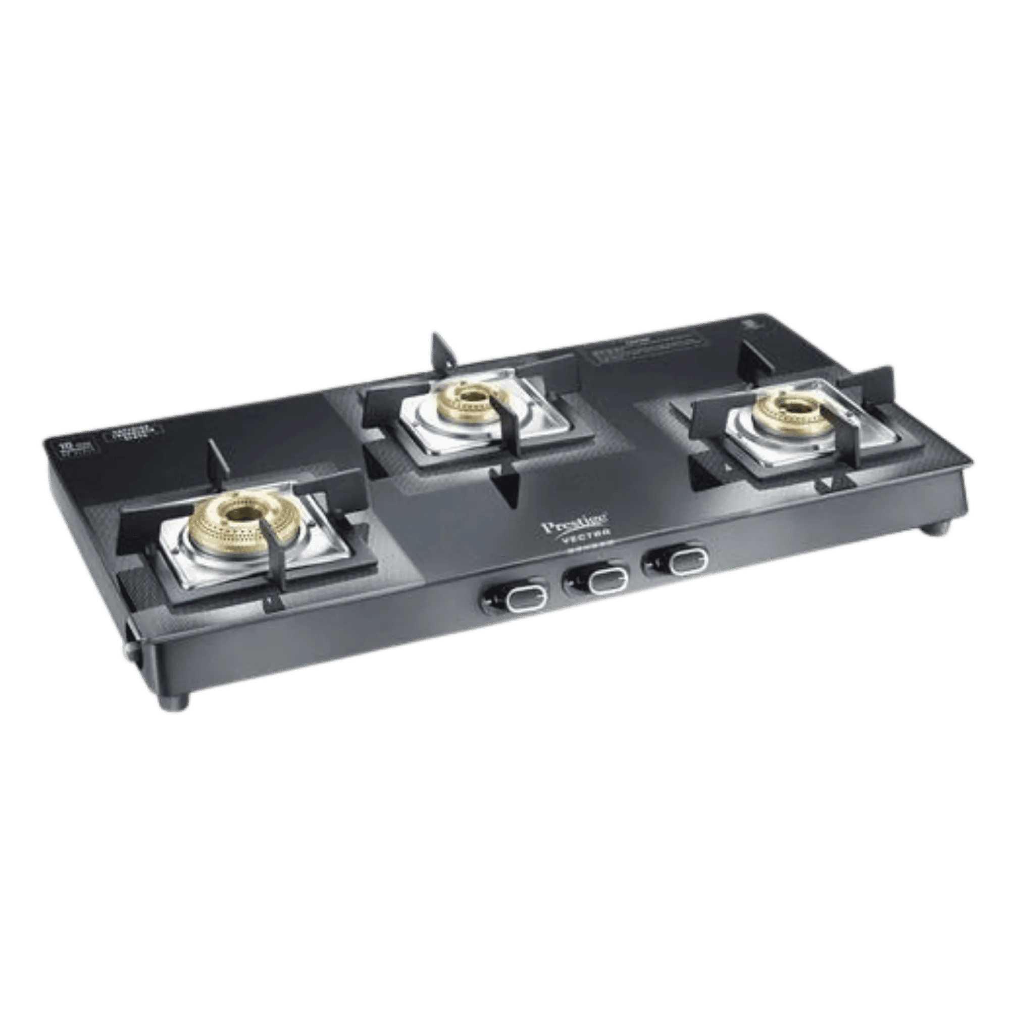 Prestige vectra glass top 3 burner gas stove black Full View