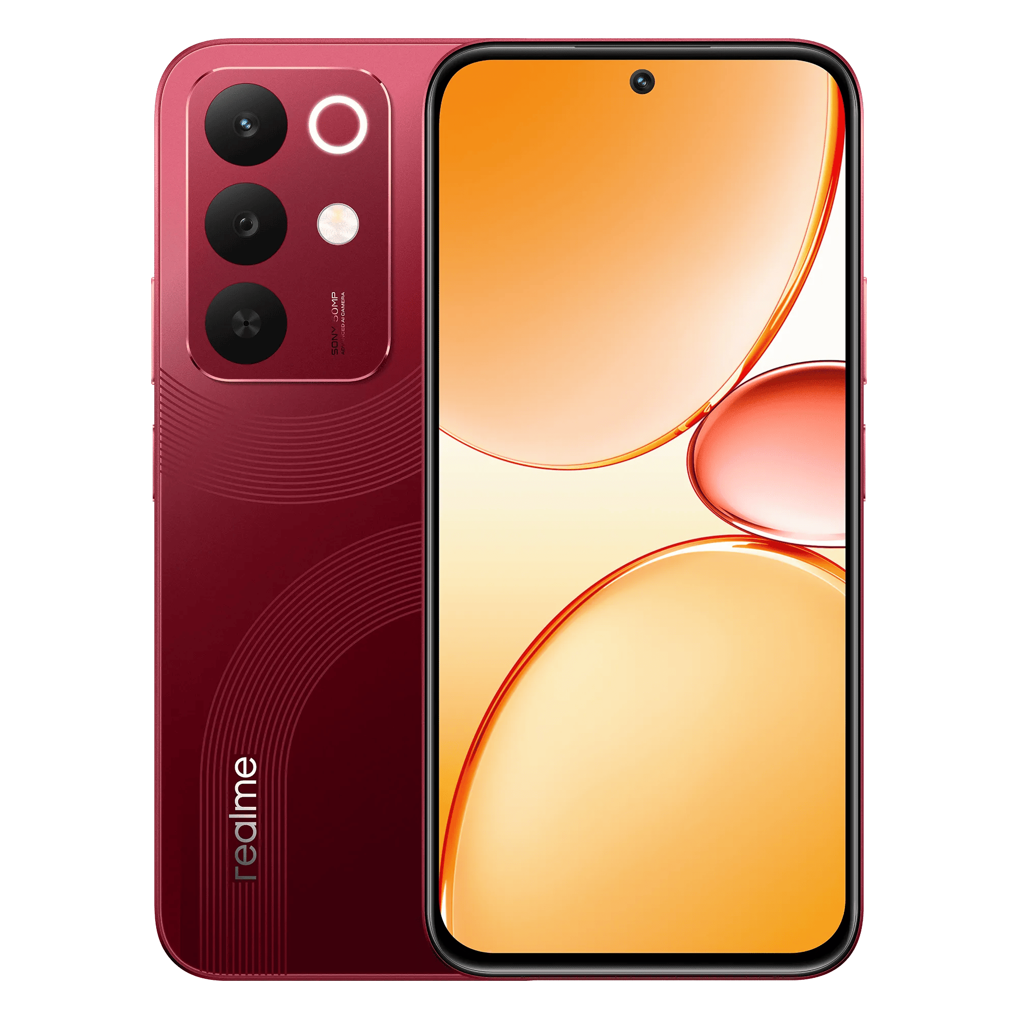 Realme 15x 5g maroon red 8gb 256gb Front Back View