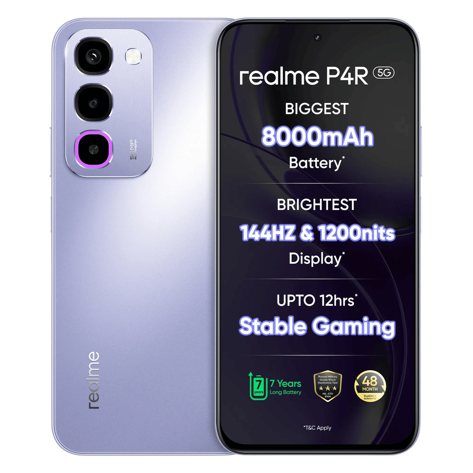 Realme p4r 5g lavender glare 4gb 128gb Front Back View
