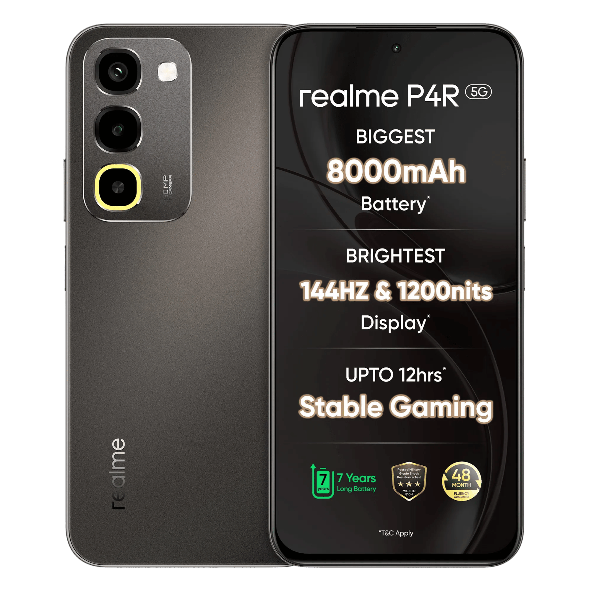 Realme p4r 5g titanium glare 6gb 128gb Front Back View
