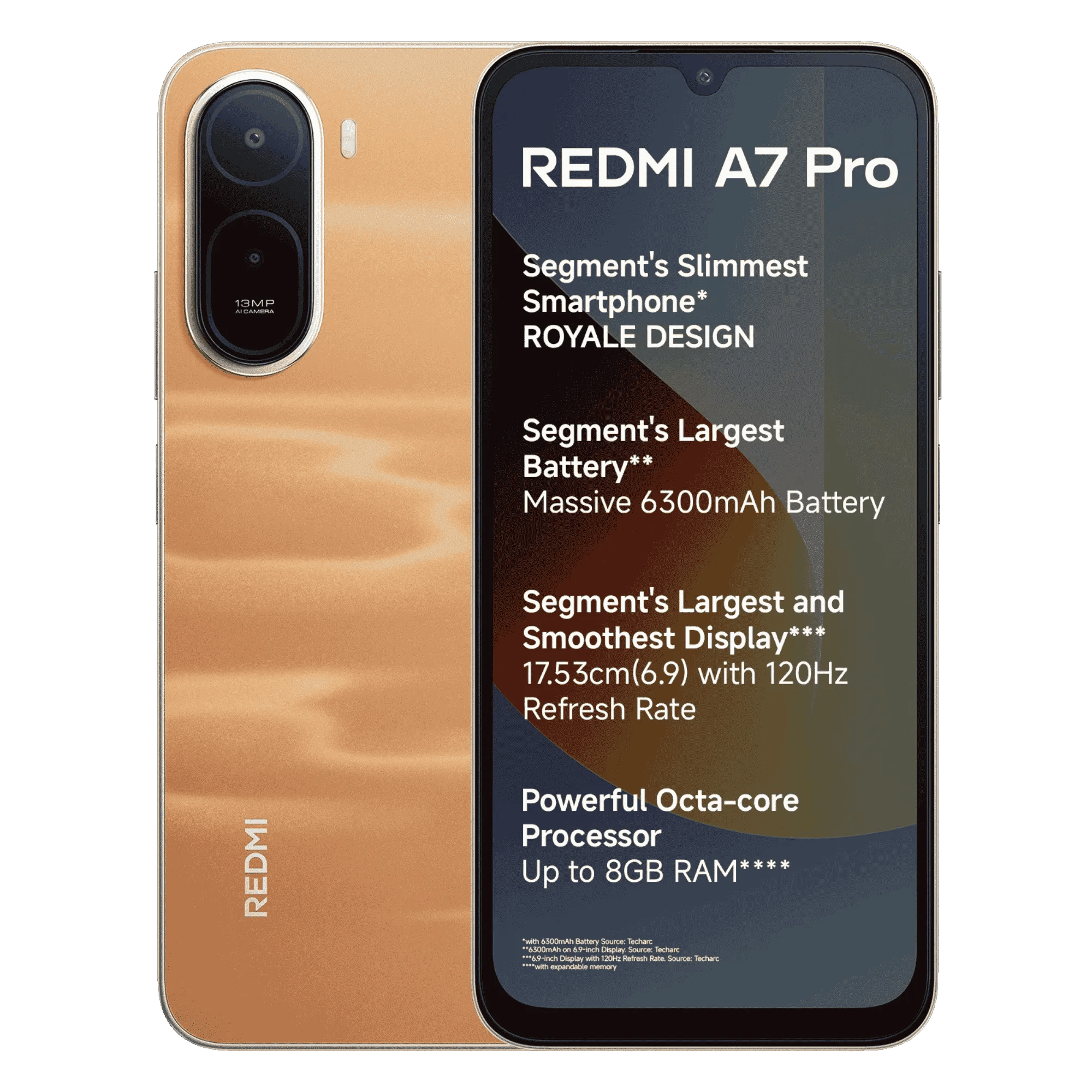 Redmi a7 pro sunset orange 4gb 64gb Front Back View