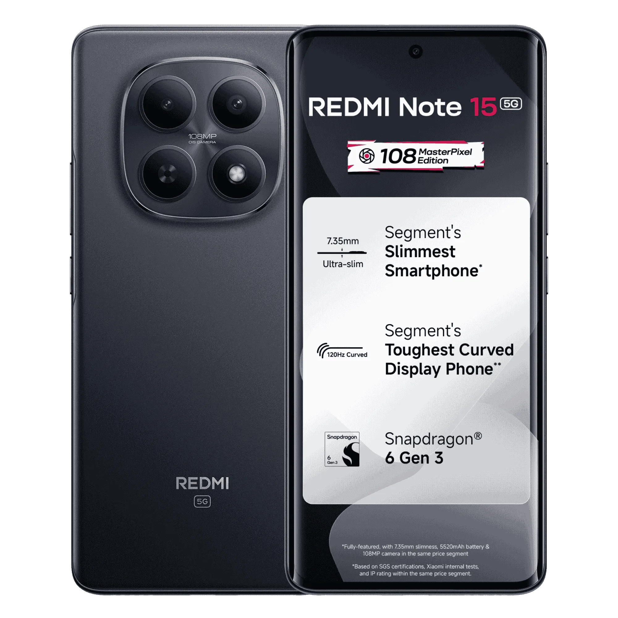 Redmi note 15 5g black 8gb 128gb Front Back View