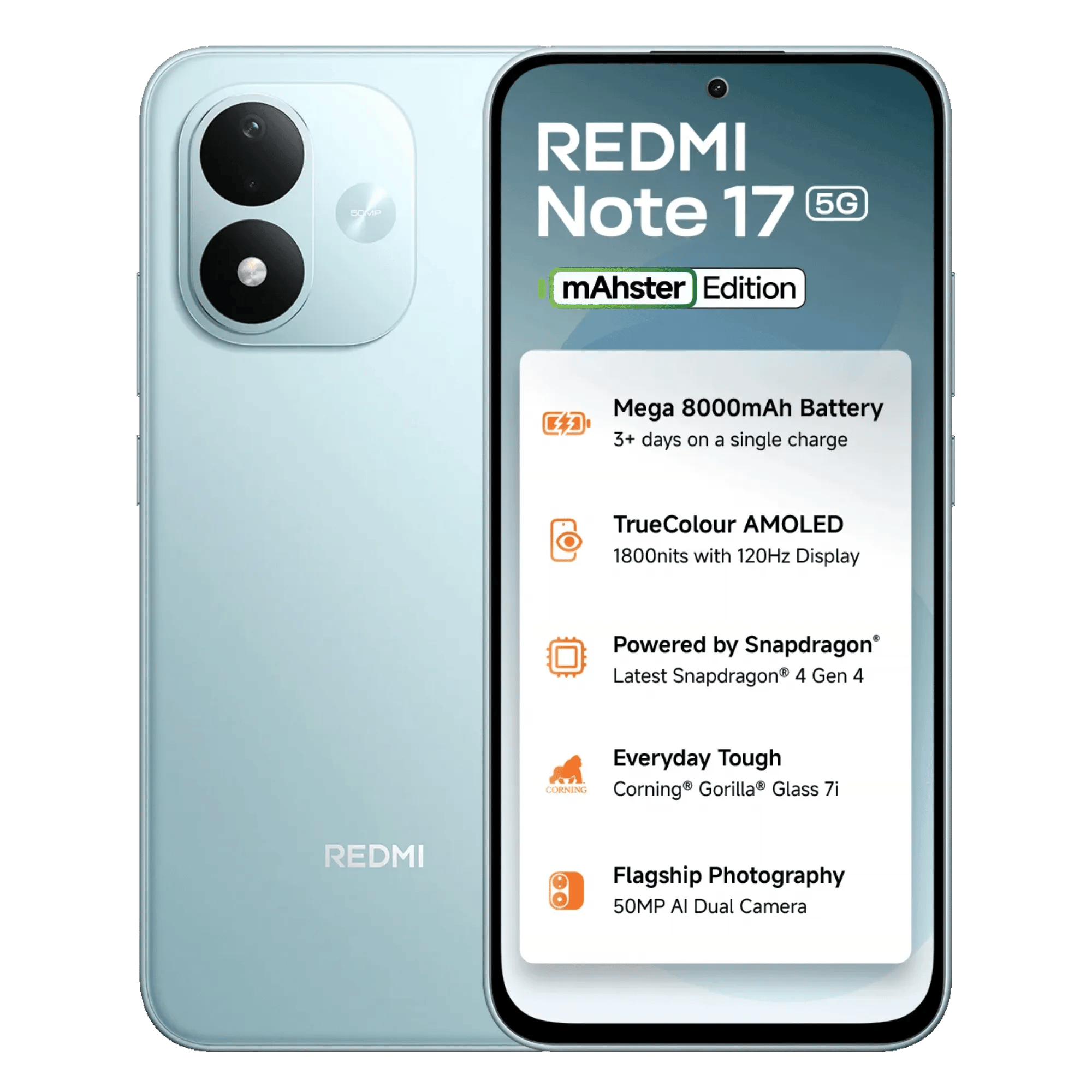 Redmi note 17 5g arctic blue 6gb 128gb Front Back View