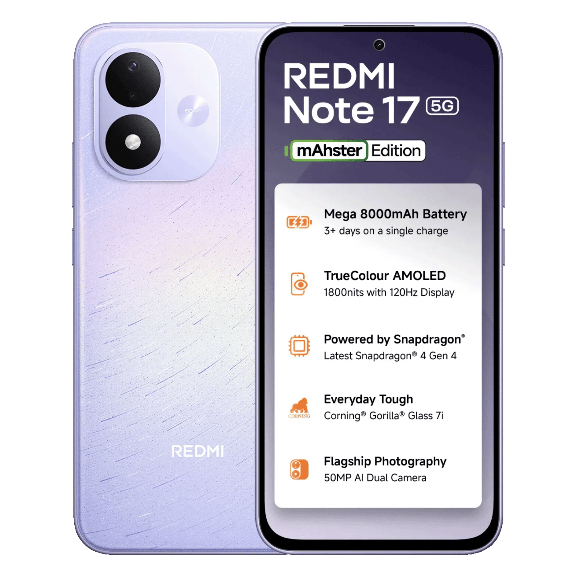 Redmi note 17 5g starlight purple 6gb 128gb Front Back View