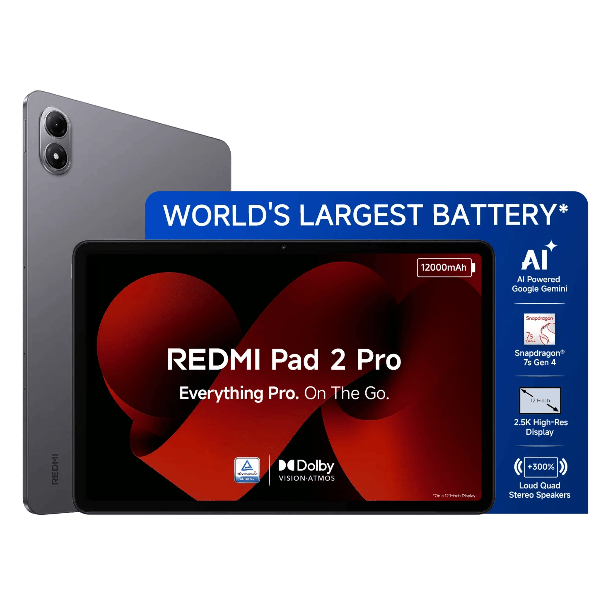 Redmi pad 2 pro 5g graphite grey 8gb 128gb Front Back View