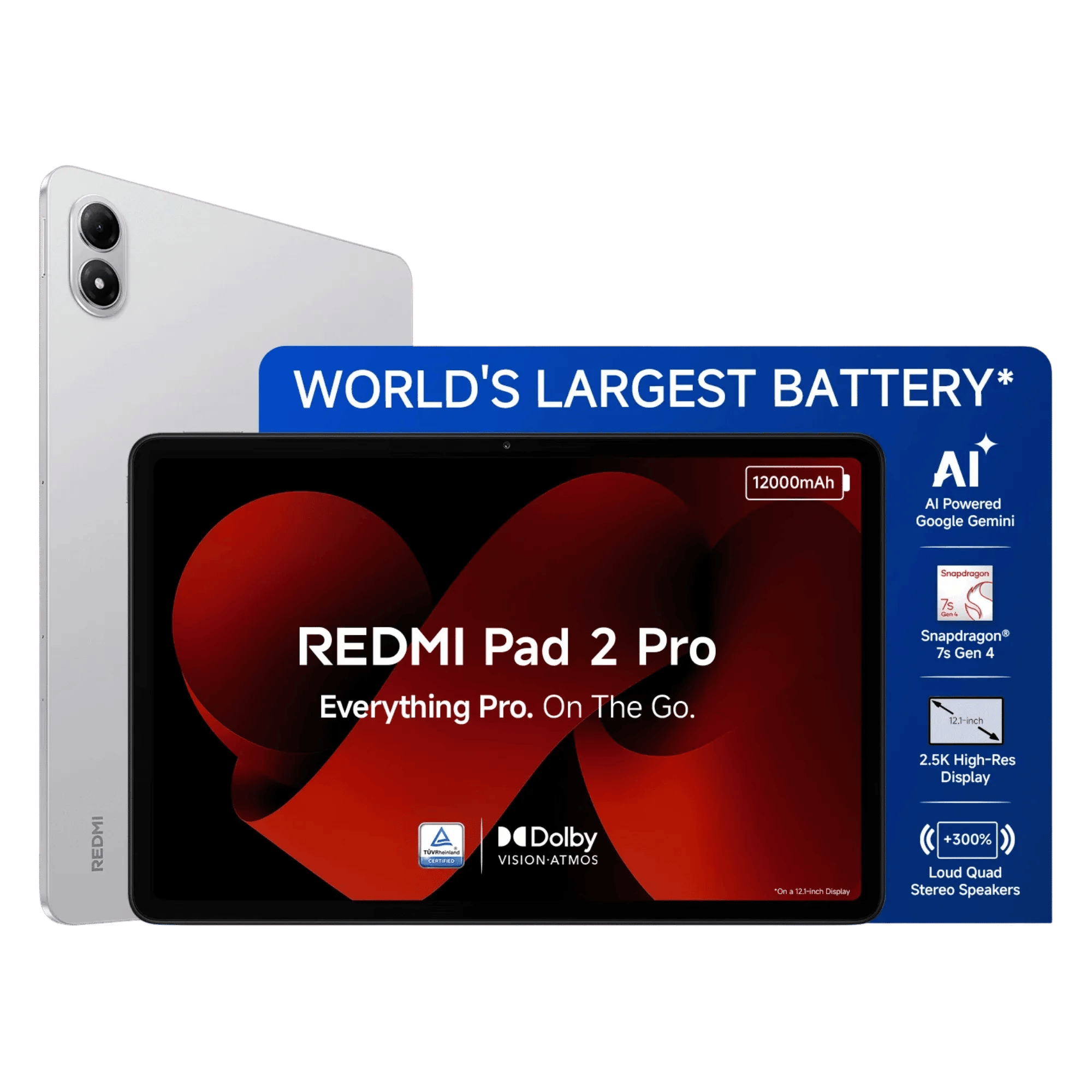 Redmi pad 2 pro 5g quick silver 8gb 128gb Front Back View