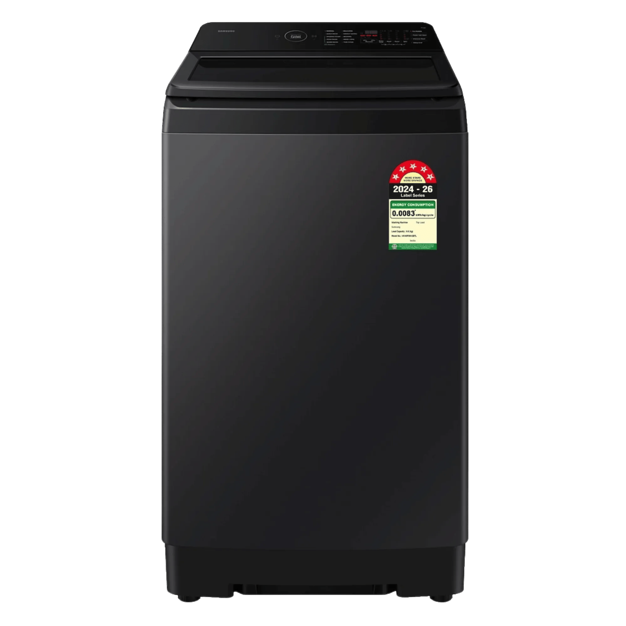 Samsung 8 0kg fully automatic top load washing machine wa40f08h2btl black Front View