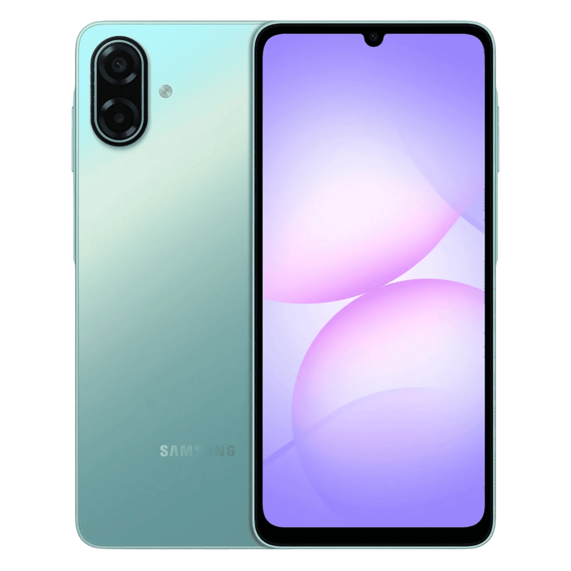 Samsung galaxy a07 5g light green 6gb 128gb Front Back View