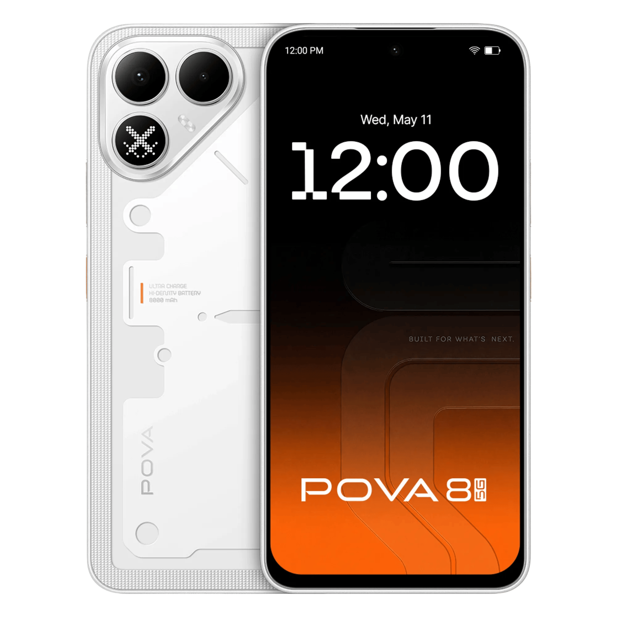 Tecno pova 8 5g 16 bit white 6gb 128gb Front Back View