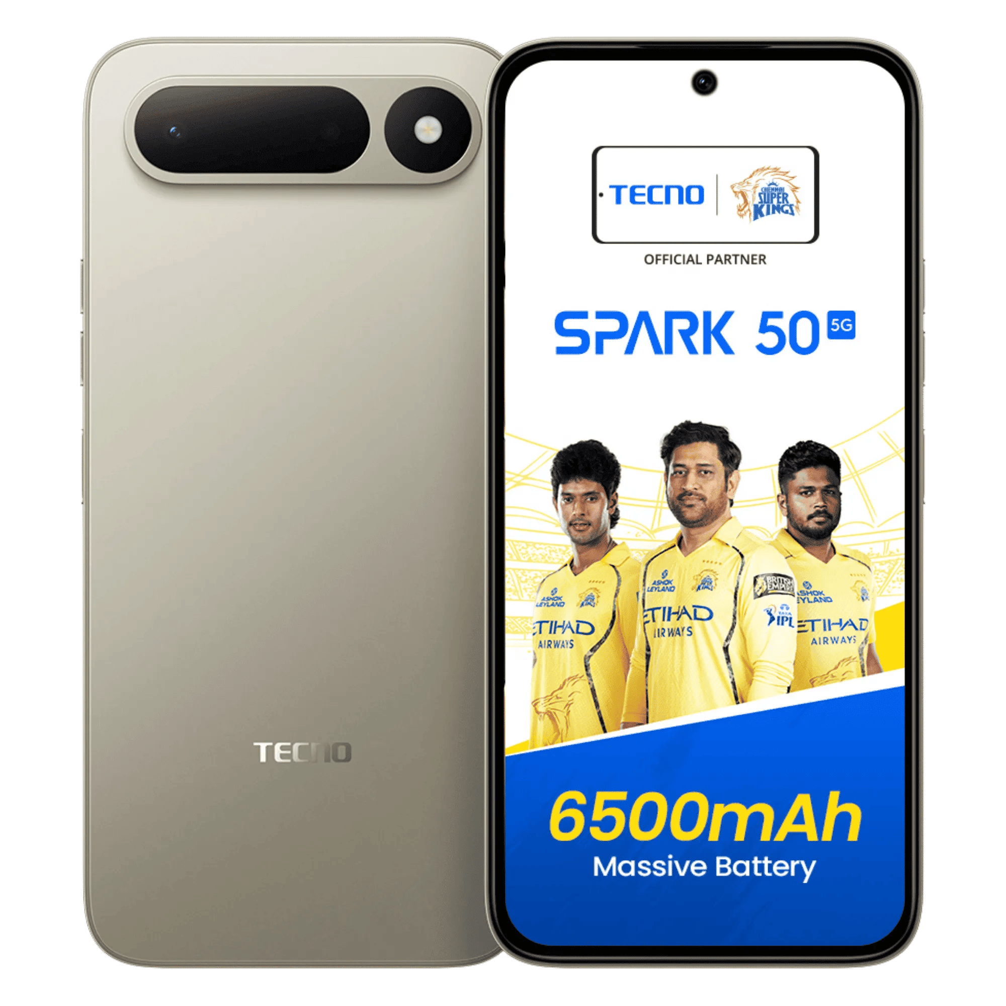 Tecno spark 50 5g champagne gold 6gb 128gb Front Back View