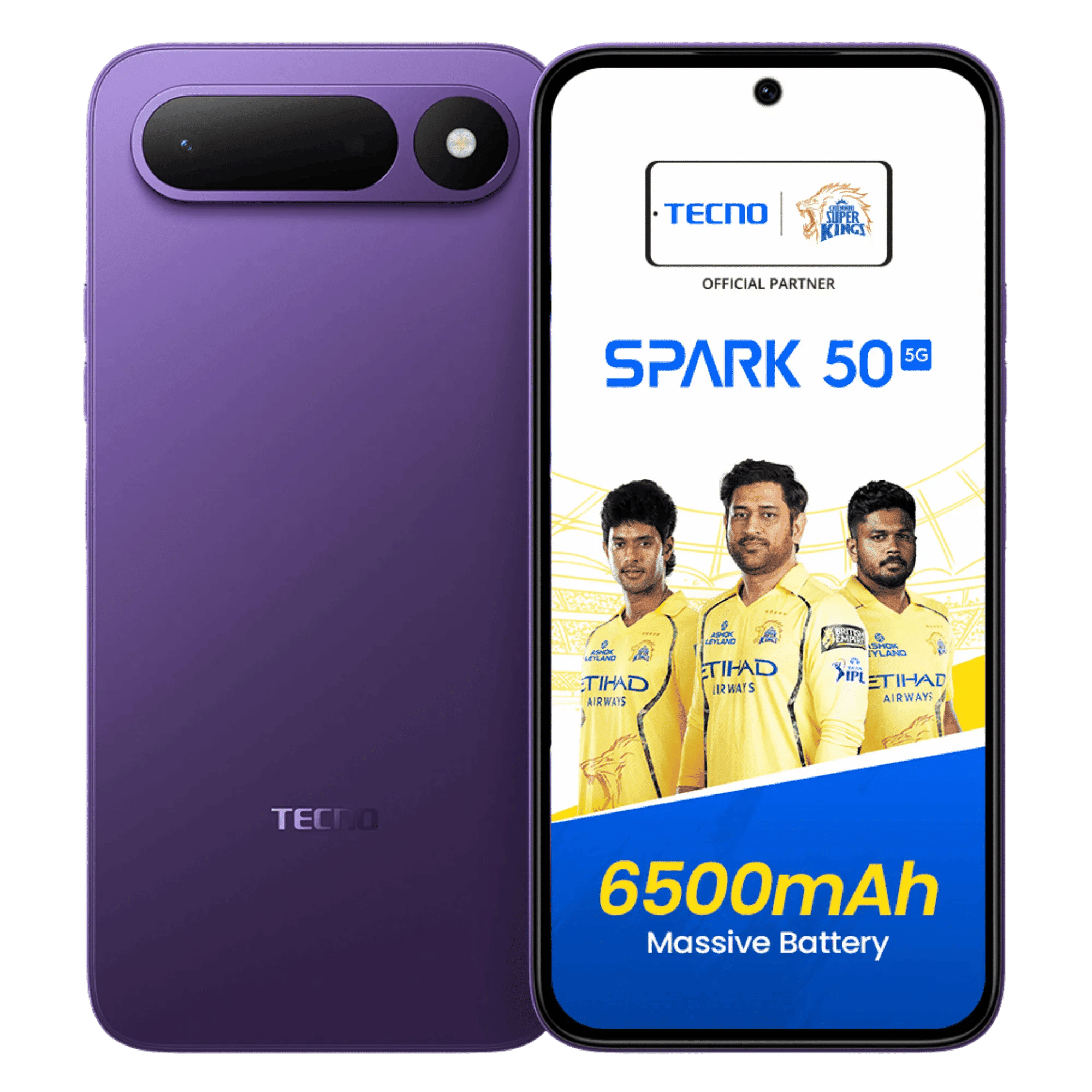 Tecno spark 50 5g fantasy purple 4gb 128gb Front Back View