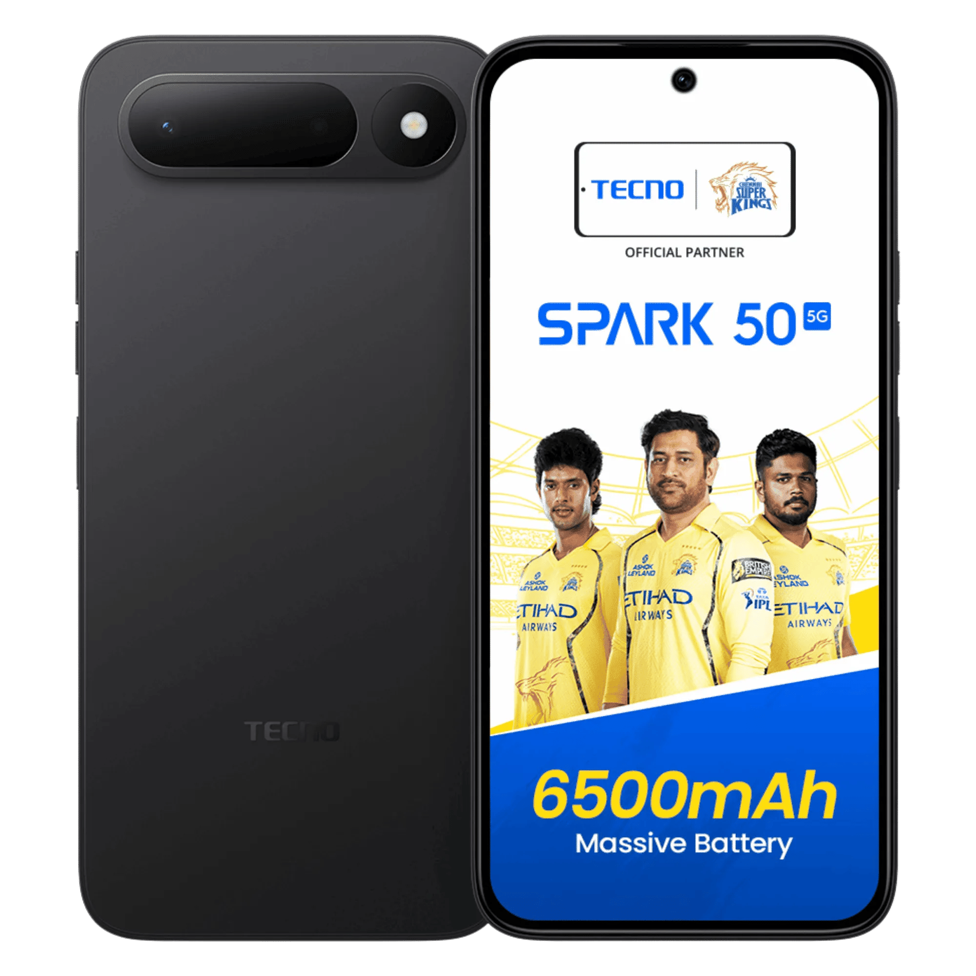 Tecno spark 50 5g ink black 6gb 128gb Front Back View