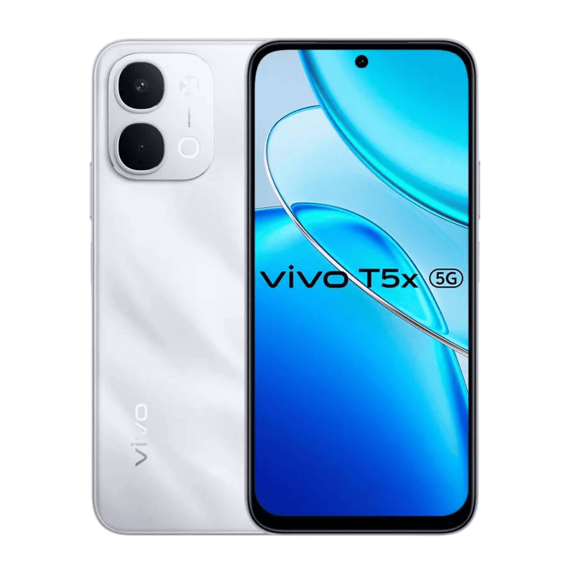 Vivo T5x 5G Star Silver 8GB 256GB front view back view