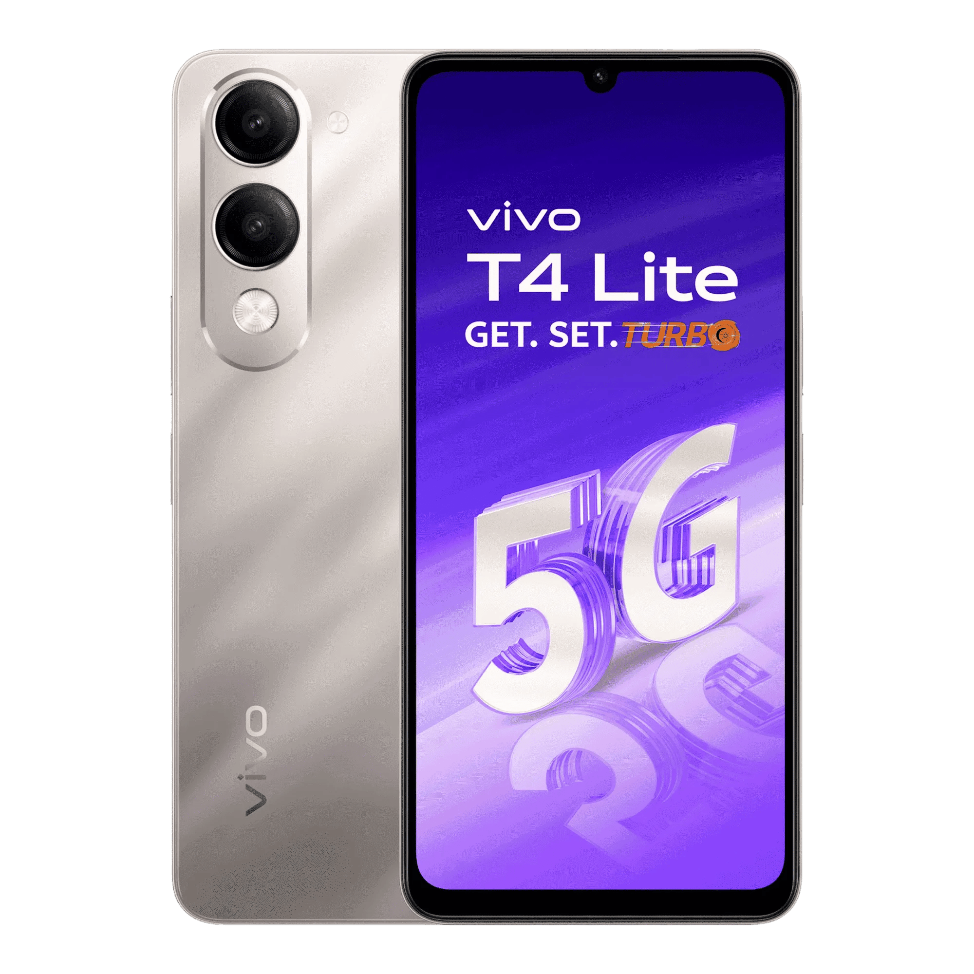Vivo t4 lite 5g titanium gold 64gb 4gb ram Front Back View