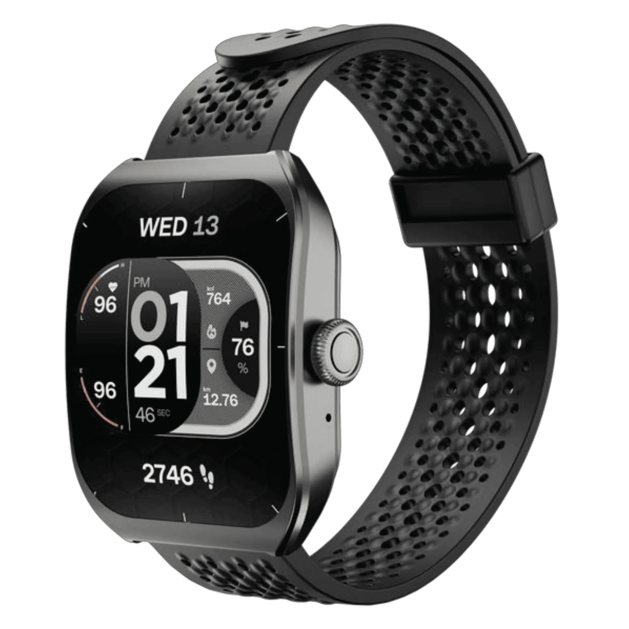 Zavia lazer 555 smartwatch gunmetal Front Right View