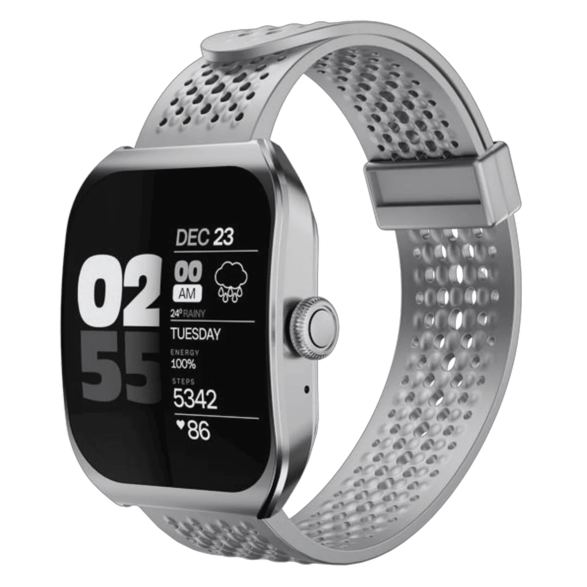 Zavia lazer 555 smartwatch silver Front Right View