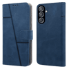 New case synthetic leather flip back case for samsung galaxy f15 5g blue Front Back View