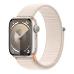 Apple Watch Series 9 GPS Aluminium Case with Sport Loop Starlight 41 mm front view min