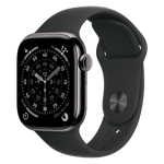 Apple watch series 11 gps cellular titanium case with black sport band s m slate 42 mm Front Right View