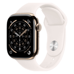 Apple watch series 11 gps cellular titanium case with light blush sport band m l gold 42 mm Front Right View