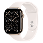 Apple watch series 11 gps cellular titanium case with light blush sport band m l gold 46 mm Front Right View