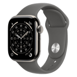 Apple watch series 11 gps cellular titanium case with stone grey sport band m l natural 42 mm Front Right View