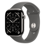 Apple watch series 11 gps cellular titanium case with stone grey sport band m l natural 46 mm Front Right View